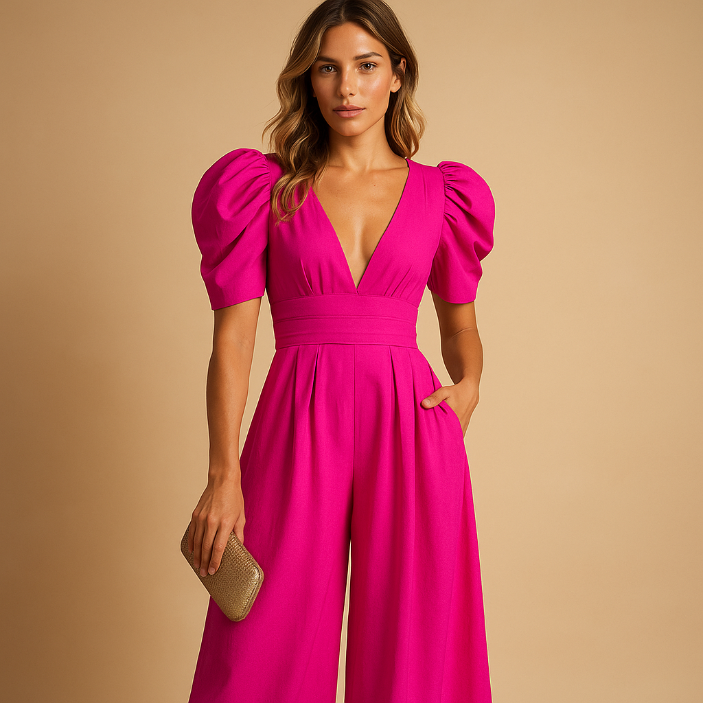 Isabelle dames jumpsuit – lange elegante jumpsuit met getailleerde pasvorm
