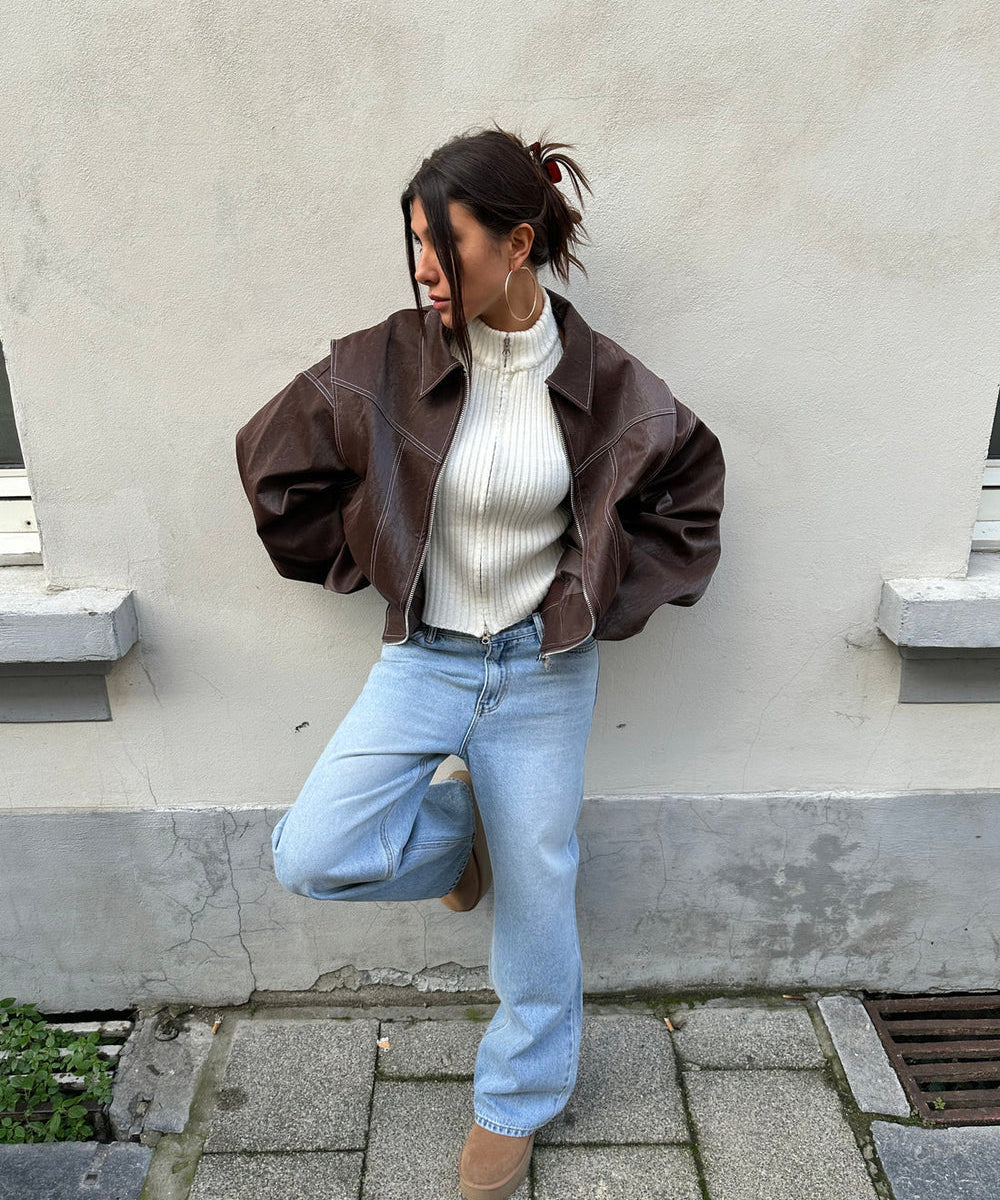 Vivien leren jas dames | Oversized leren damesjas | Trendy zacht leer in modieuze kleuren