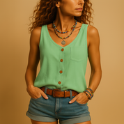 Yara dames top | Luchtige mouwloze zomertop met V-hals | Casual en veelzijdig