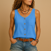 Yara dames top | Luchtige mouwloze zomertop met V-hals | Casual en veelzijdig