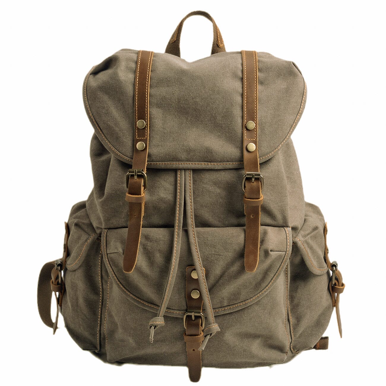 Vintage canvas rugzak – praktische heren & dames backpack met riemdetails