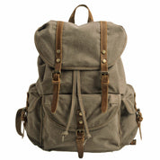 Vintage canvas rugzak – praktische heren & dames backpack met riemdetails