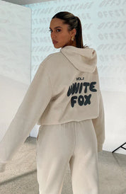 Noa dames trainingspak – wit luxe pak met hoodie en losse pasvorm