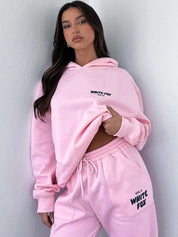 Noa dames trainingspak – wit luxe pak met hoodie en losse pasvorm