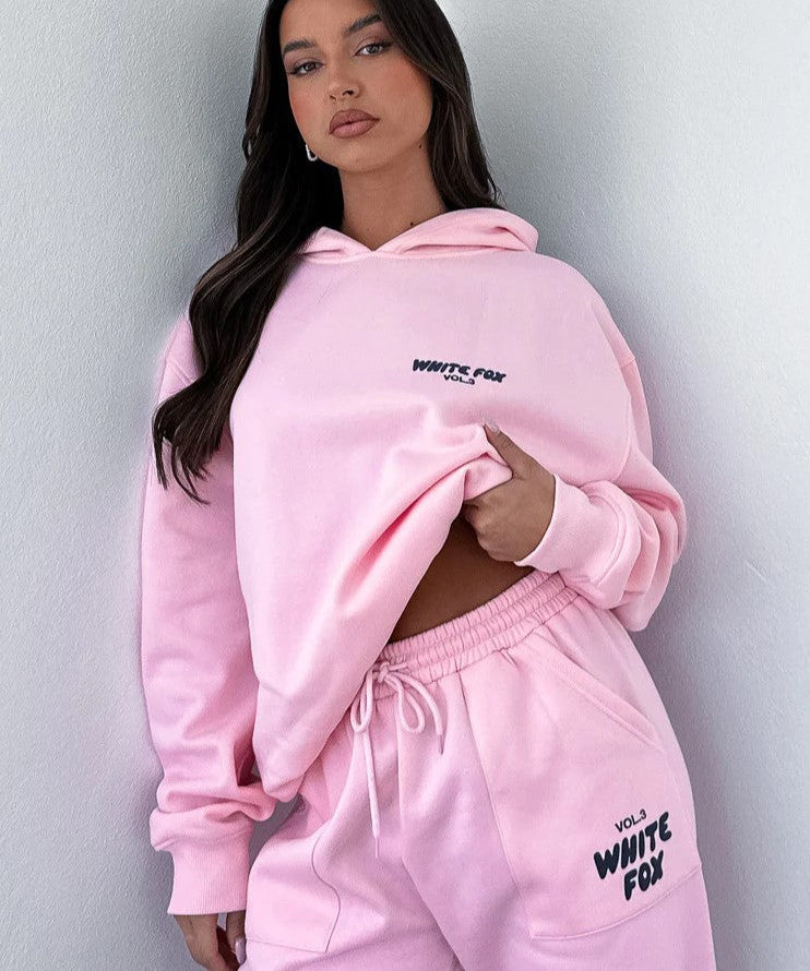 Noa dames trainingspak – wit luxe pak met hoodie en losse pasvorm