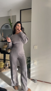 NORMA dames set – chique tweedelige outfit met oversized top & wijde broek