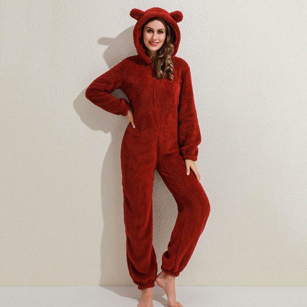 SnugglePaws fleece onesie – superzachte dames onesie met schattige berenoortjes