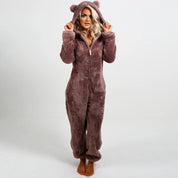 SnugglePaws fleece onesie – superzachte dames onesie met schattige berenoortjes