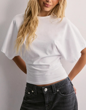Amaya dames T-shirt – trendy top met wijde mouwen en flatterende taille