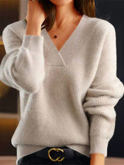 Zahila trui dames – gebreide kasjmier V-hals trui met tijdloze pasvorm