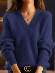 Zahila trui dames – gebreide kasjmier V-hals trui met tijdloze pasvorm