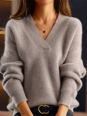 Zahila trui dames – gebreide kasjmier V-hals trui met tijdloze pasvorm