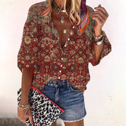 Dames Zomer Blouse met Print – Lichtgewicht Blouse met Knoopsluiting & Halflange Mouwen