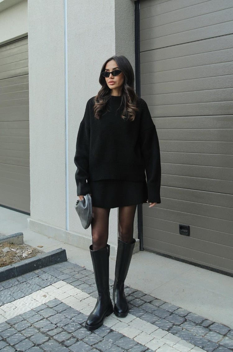 Herfst winter set dames – trui met bijpassende rok in bordeaux