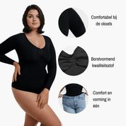 Snatching Shapewear Longsleeve Bodysuit String – Naadloze Corrigerende Body voor een Gladde Look