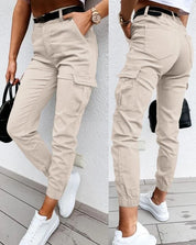 Sofie dames cargobroek – hoge taille broek met zijzakken en tapered fit
