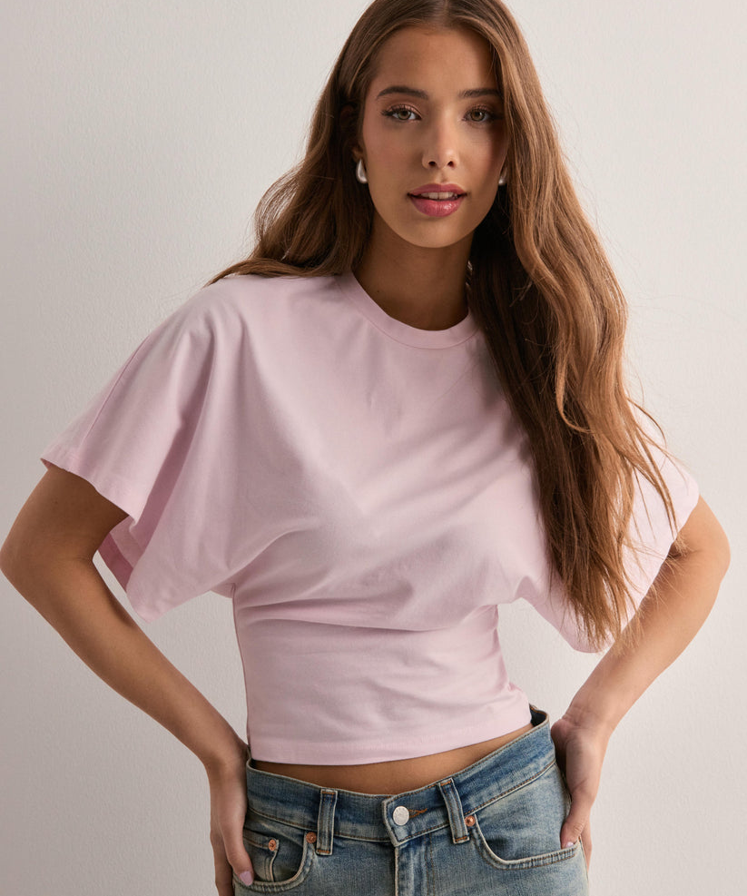 Amaya dames T-shirt – trendy top met wijde mouwen en flatterende taille