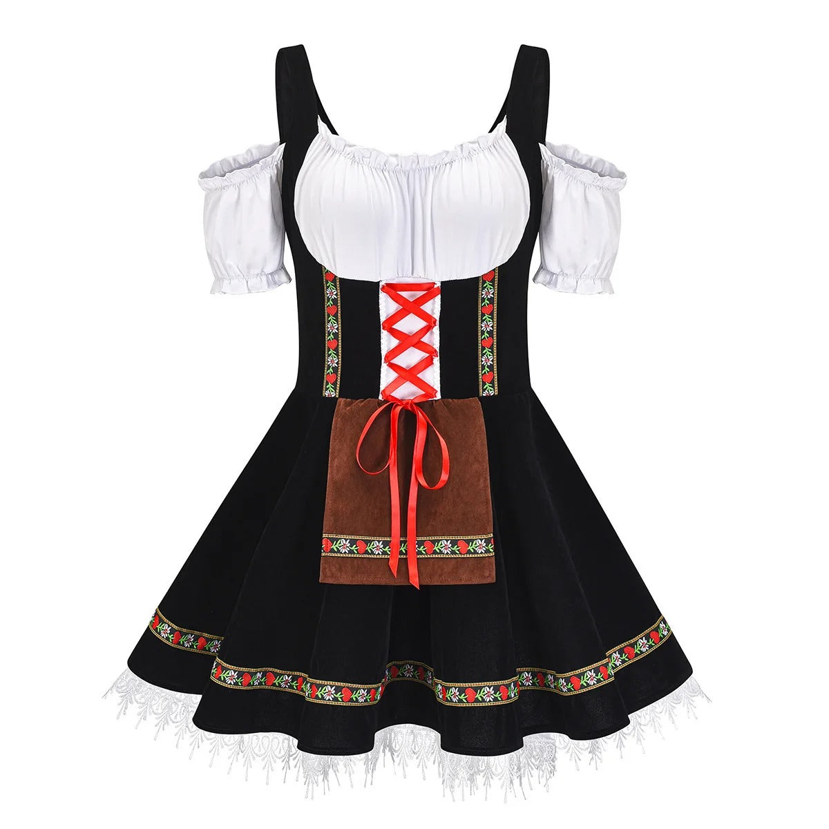 Janina Oktoberfest Jurk Dames | Traditionele Dirndl met Schort & Blouse | Authentieke Oktoberfest Outfit