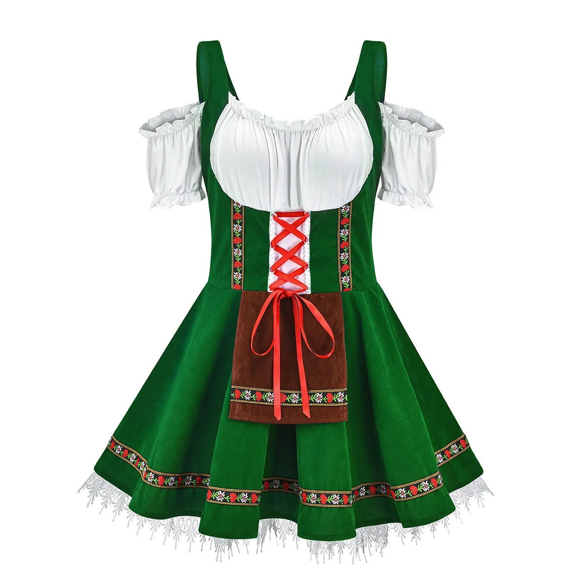 Janina Oktoberfest Jurk Dames | Traditionele Dirndl met Schort & Blouse | Authentieke Oktoberfest Outfit