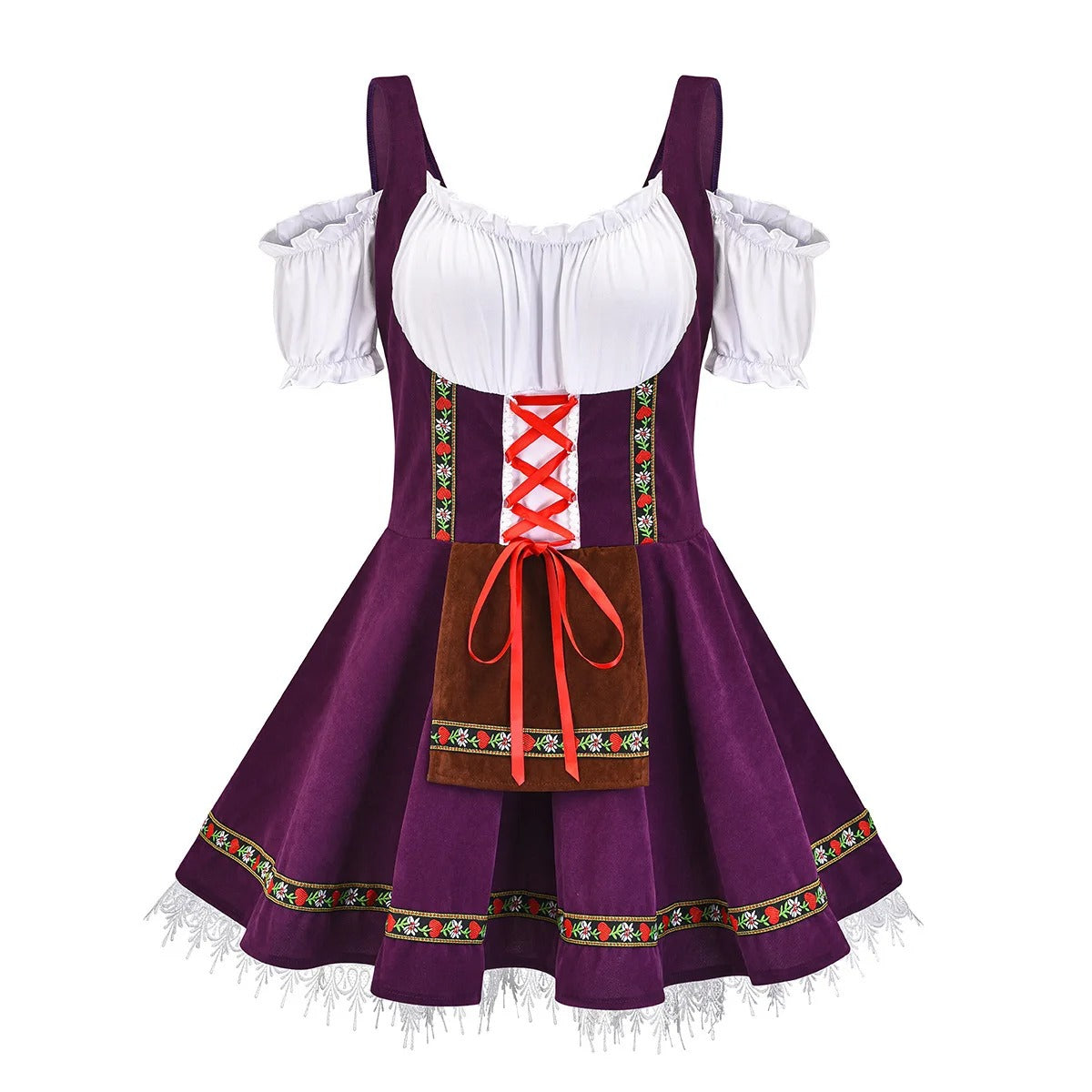 Janina Oktoberfest Jurk Dames | Traditionele Dirndl met Schort & Blouse | Authentieke Oktoberfest Outfit