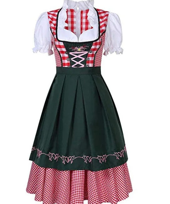 Janina Oktoberfest Jurk Dames | Traditionele Dirndl met Schort & Blouse | Authentieke Oktoberfest Outfit