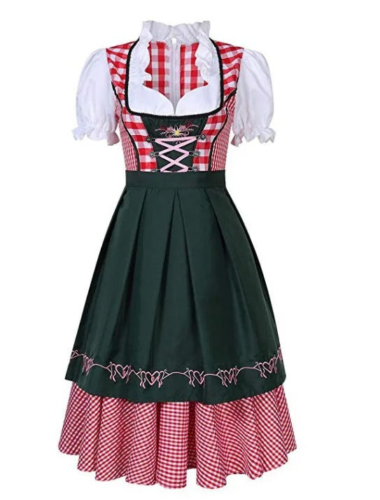 Janina Oktoberfest Jurk Dames | Traditionele Dirndl met Schort & Blouse | Authentieke Oktoberfest Outfit
